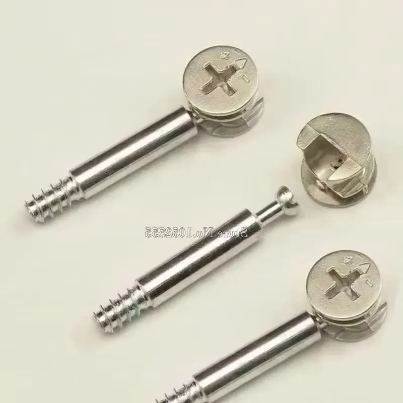 100Set 2 in 1 Furniture Connecting Fittings Nut Bolt set Cam Bed Wardrobe Fitting Eccentric Wheel + Self-tapping Iron Rod K296