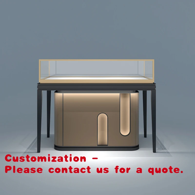 custom.Factory Custom Electroplated Stainless Steel Rectangular Jewelry Display Cabinet Stand Gold Necklace