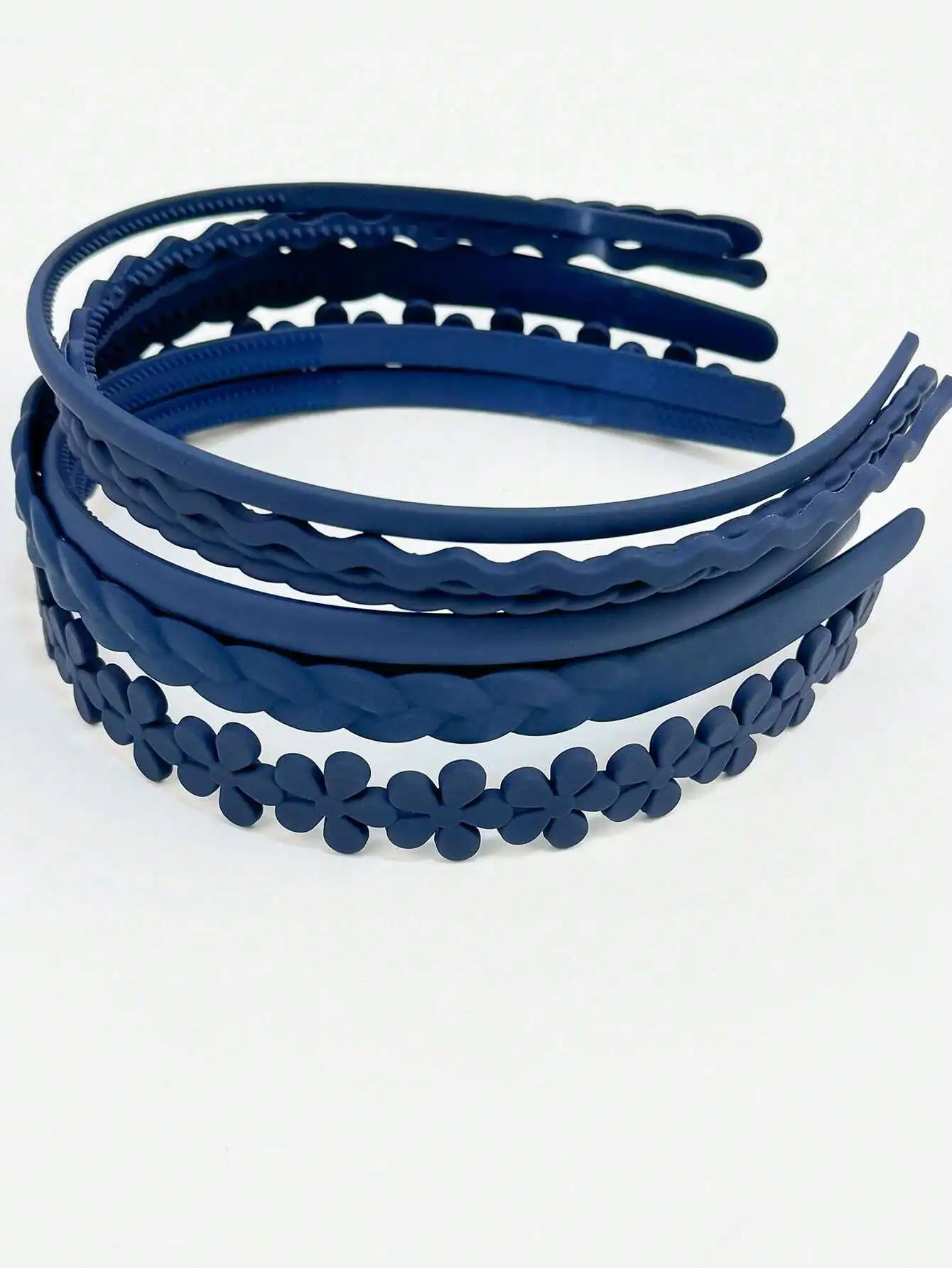 

Набор из 7 тонких плетеных пластиковых ободков для волос с цветами для девочек, однотонные, разных стилей, для повседневного использования