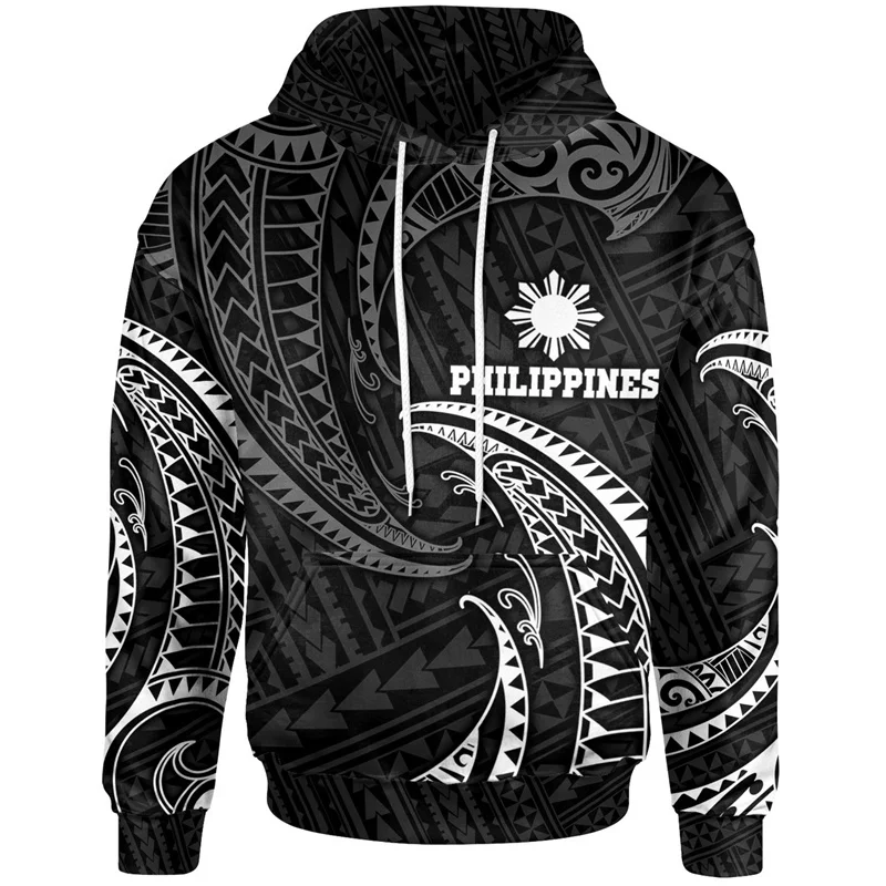 3D Philippines Filipinos Polynesian Tattoo Lapu Sun Tribal Printing Hoodies For Men Kid Fashion Hooded Hoody Cool Pullovers view 2