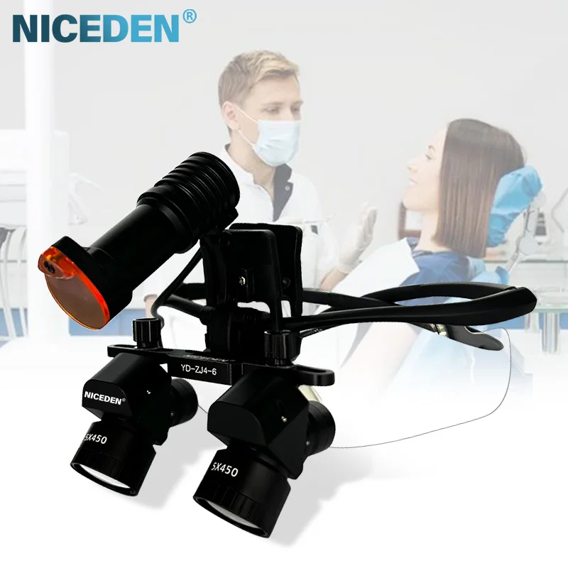 

Niceden 5x loupes Dental binocular magnifying glass 5w LED Laboratory Medicine magnifier lens light Dental surgical equipment