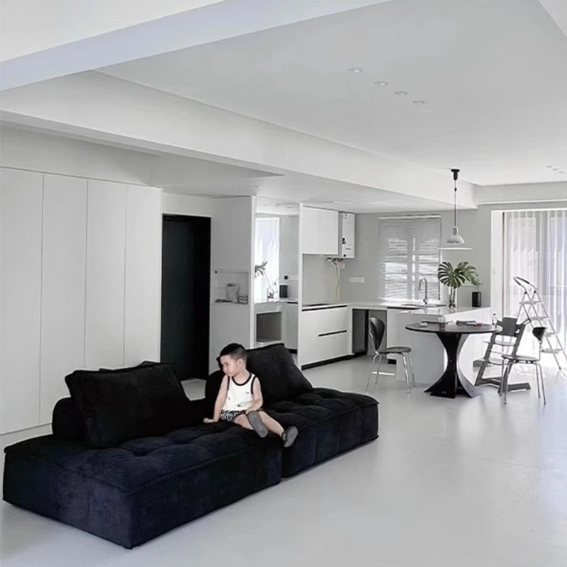 Tofu block fabric sofa single module free combination square black
