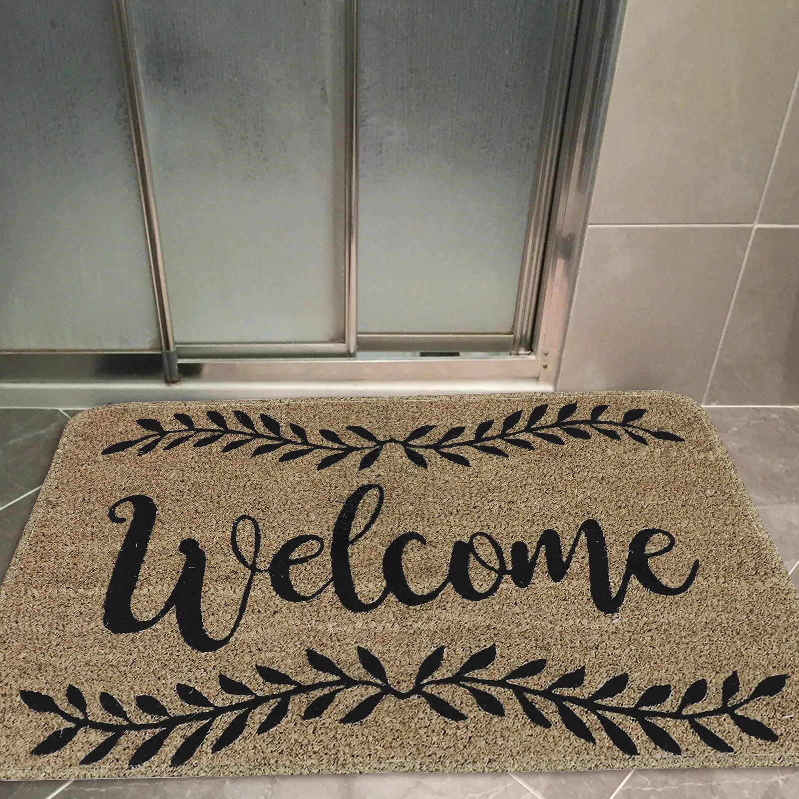 

Premium Indoor Outdoor Rectangle Brown Welcome Rug Water Absorption Non Front Door Mat Anti Skid for Entrance
