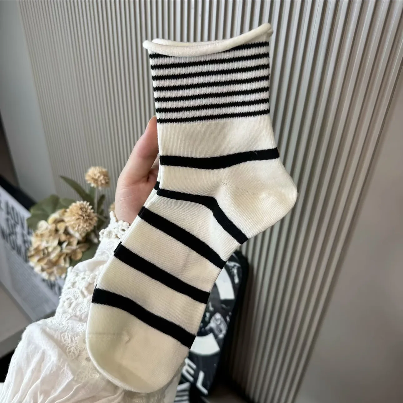 5 Pairs Women's Socks Set Korean Stripe Simple High-quality Cotton Socks For Girl Wholesale Sweet Harajuku Verstaile Comfortable