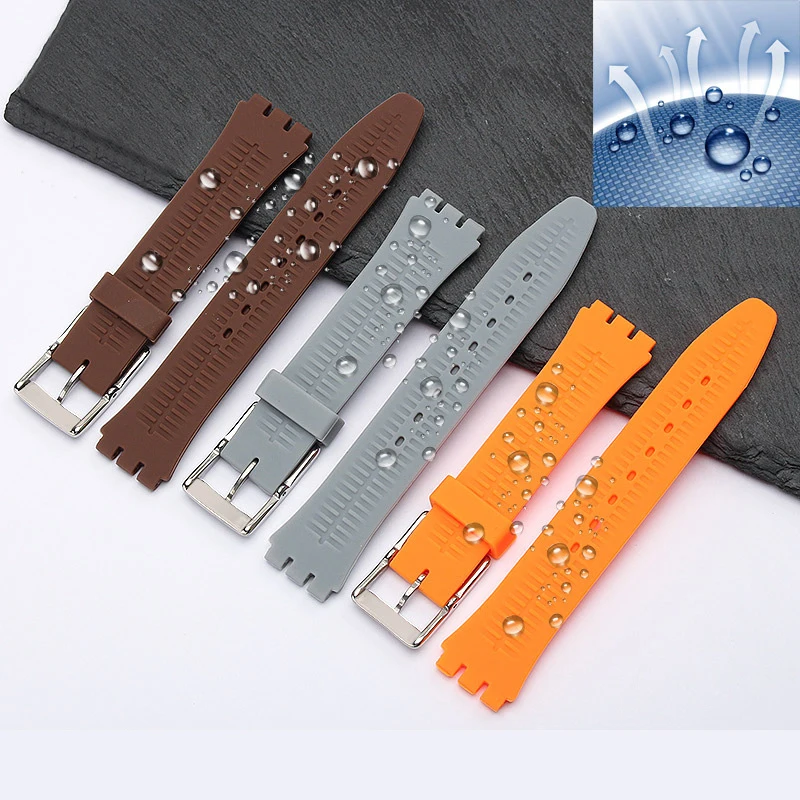 17mm 19mm Silicone Replacement Watchband for Swatch Sport Rubber Women Colorful Watch Strap Bracelet Accessories