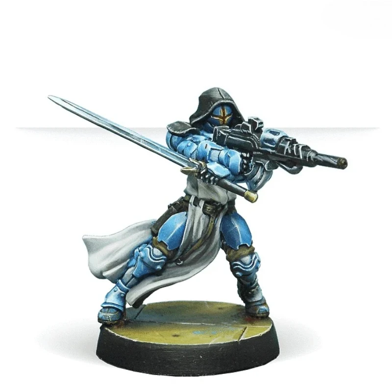 25mm Base Diecast Resin Assembled Model Kit War Game Chess PanOceania Black Friars with Multi Rifle Unassembled and Unpainted