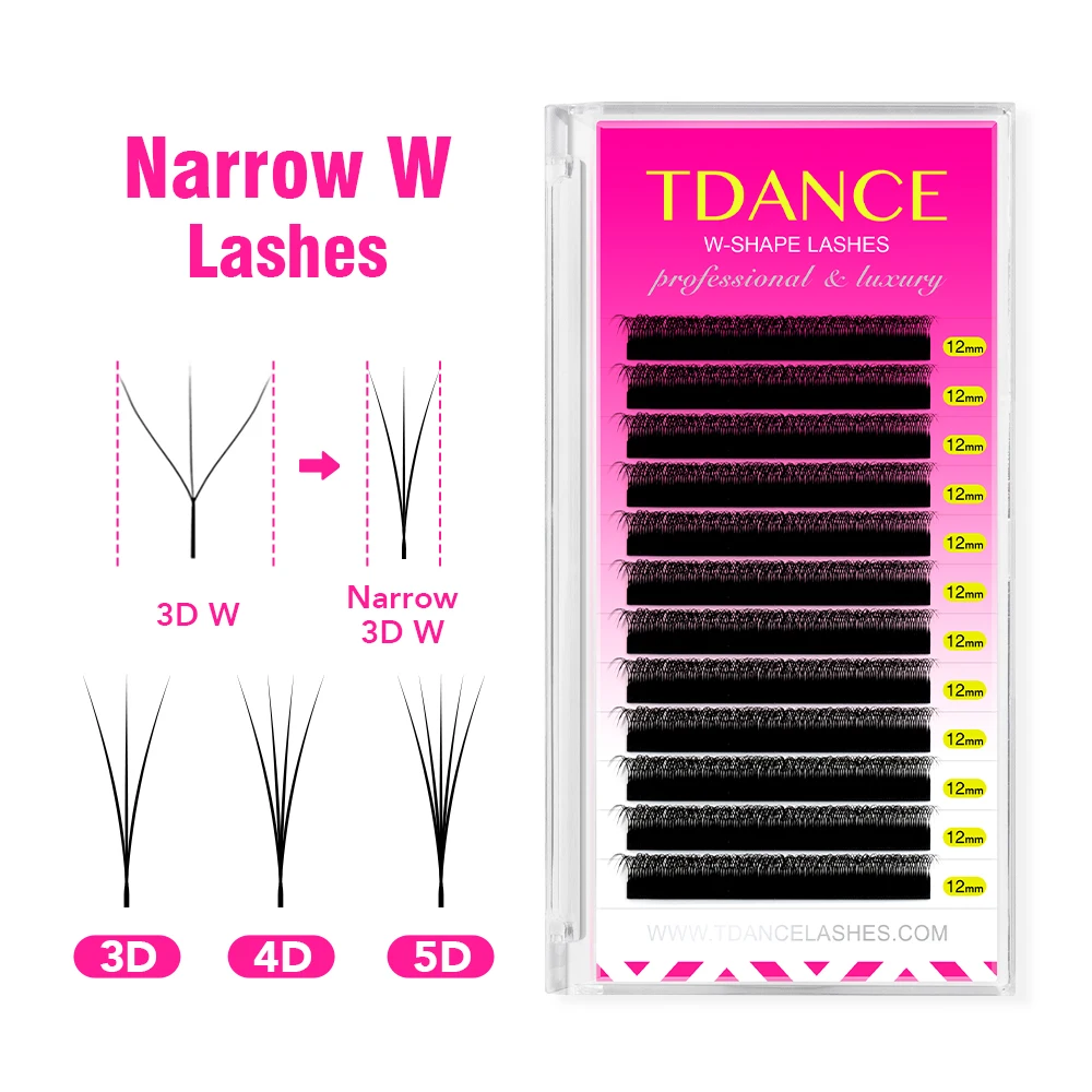 TDANCE Schmale 3D 4D 5D V-Wimpernverlängerung 0,07MM Neue V-förmige Volumen-Wimpern, Handgefertigt, Natürlich Lang und Weich, V-Form Wimpern