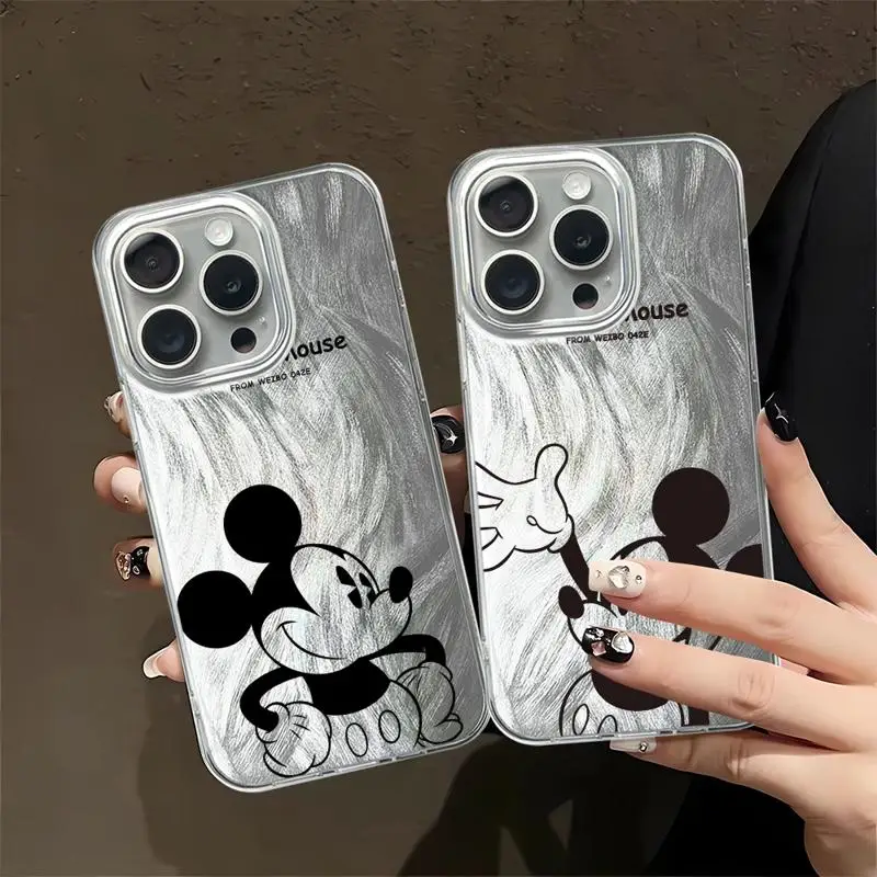 Disney Mickey Luxe Hoesje Voor Apple Iphone 15 11 13 14 Pro Max 12 15 7 8 Plus X Xs Xr Veren Garen Telefoonhoes