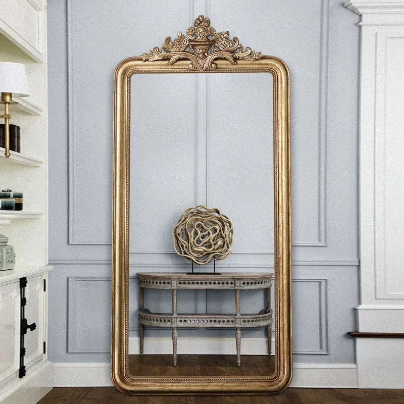Full Body Retro Dressing Mirror, Wall Mounted Fitting Mirror For Bedroom And Clothing Store With Large Viewing Area