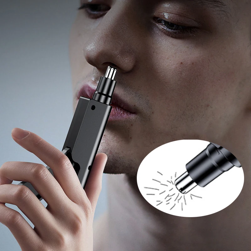 คู่มือจมูกผมTrimmerเครื่องโกนหนวดสแตนเลสผู้ชายสะอาดจมูกผมTrimmerแบบพกพาเครื่องโกนหนวดมีดโกนจมูกและหูTrimmer