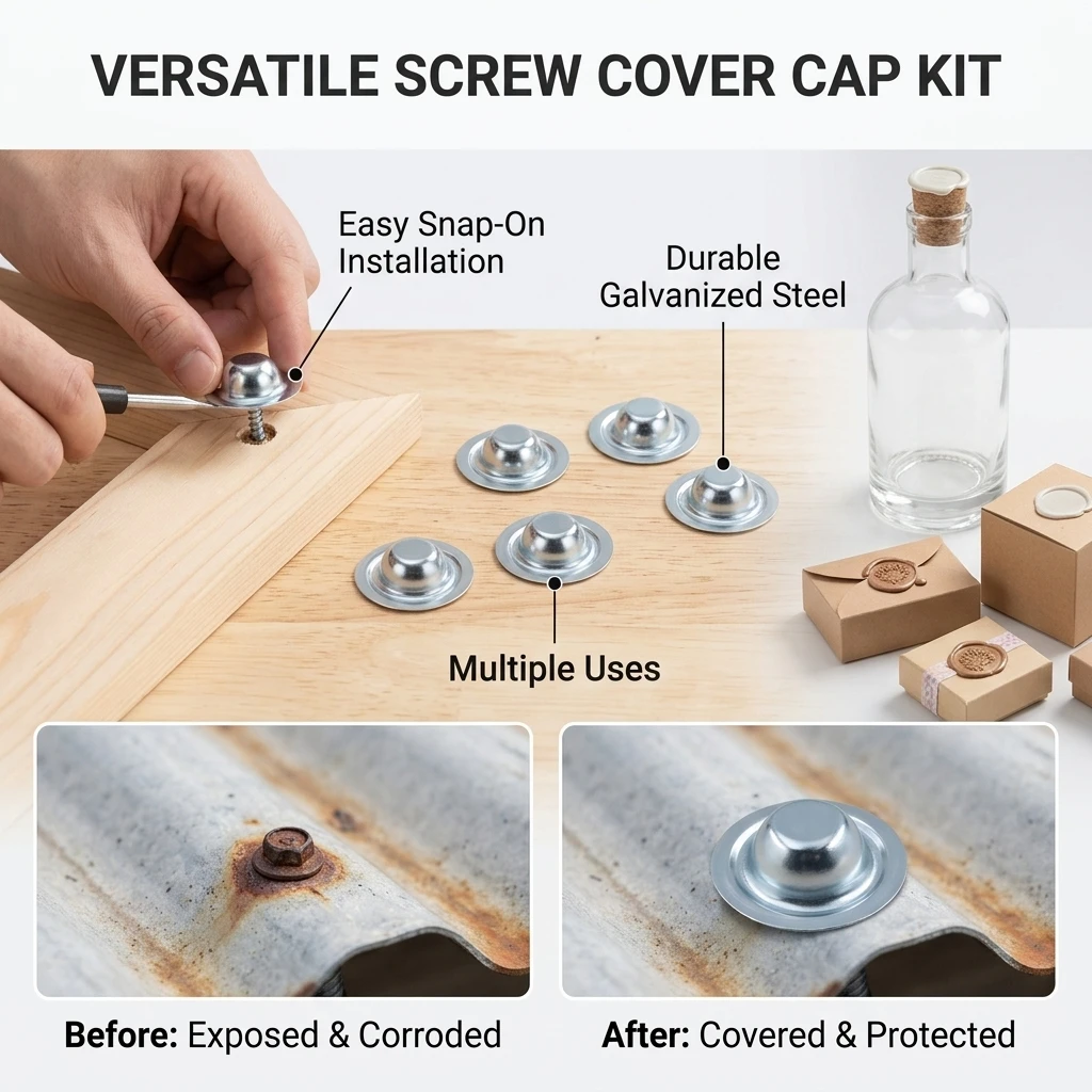 5-20pcs Screw Cap Tool Kit Metal Roof Fastener Cover Repair Set for Barn Shed Garage Waterproof Sealing DIY Installation