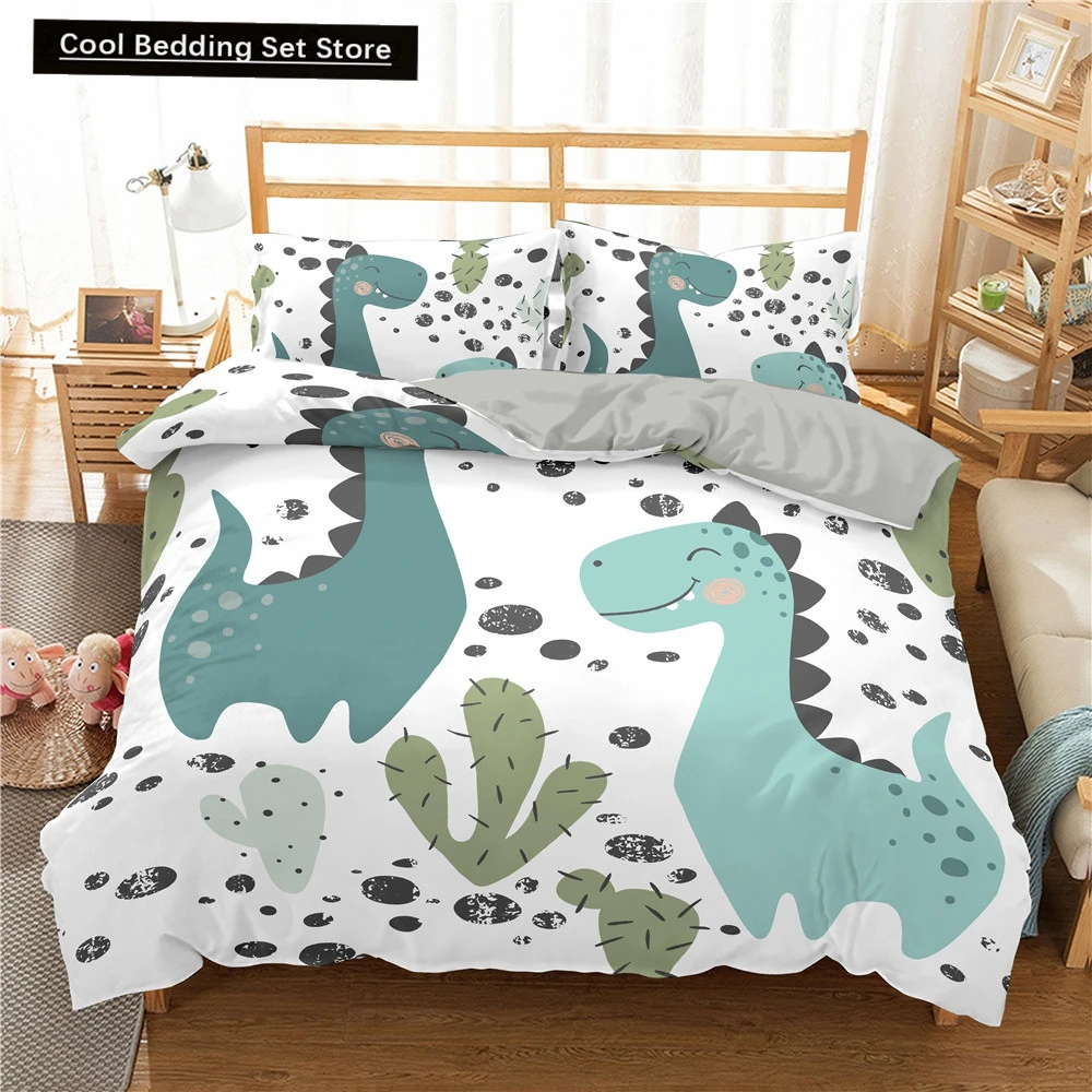 

Cartoon Dinosaur Print Duvet Cover for Kids Girls Boys with Pillowcases Double Queen King Size 2/3 Pcs Polyester Quilt Cover