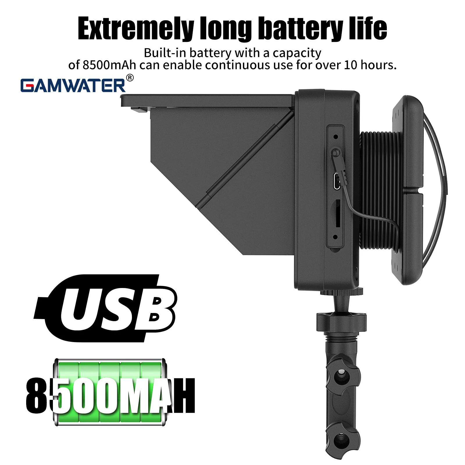 กล้องตกปลาใต้น้ำขนาด 4.3 นิ้ว พร้อมสายเคเบิลยาว 15 เมตร ความละเอียด 1200TVL  มีไฟ LED สีขาว 6 ดวง และไฟอินฟราเรด 6 ดวง