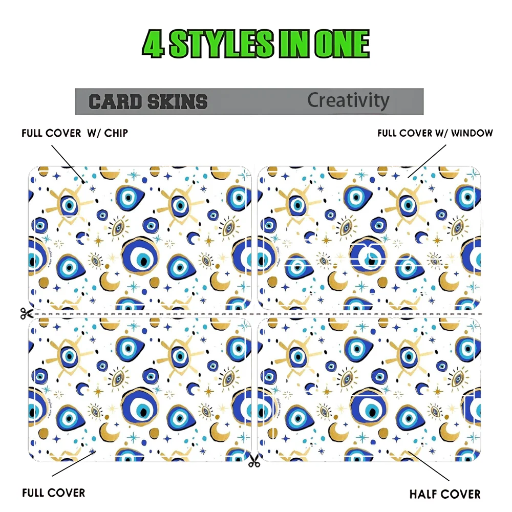 Blue Evil Eyes Pattern Lucky Stickers Credit Visa Debit Bank Charge Card Bus Metro Waterproof Sticker Decal Decoration