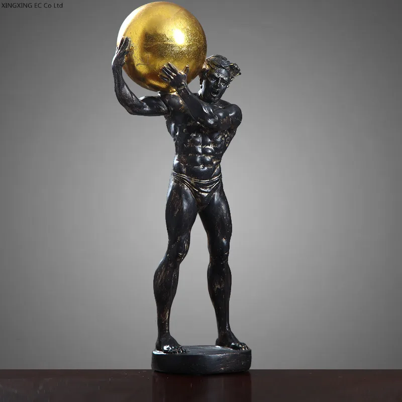 

Resin Globe Character Titan Giant Sculpture Decoration Crafts Creative American Retro Living Room Home Decoration Accessories