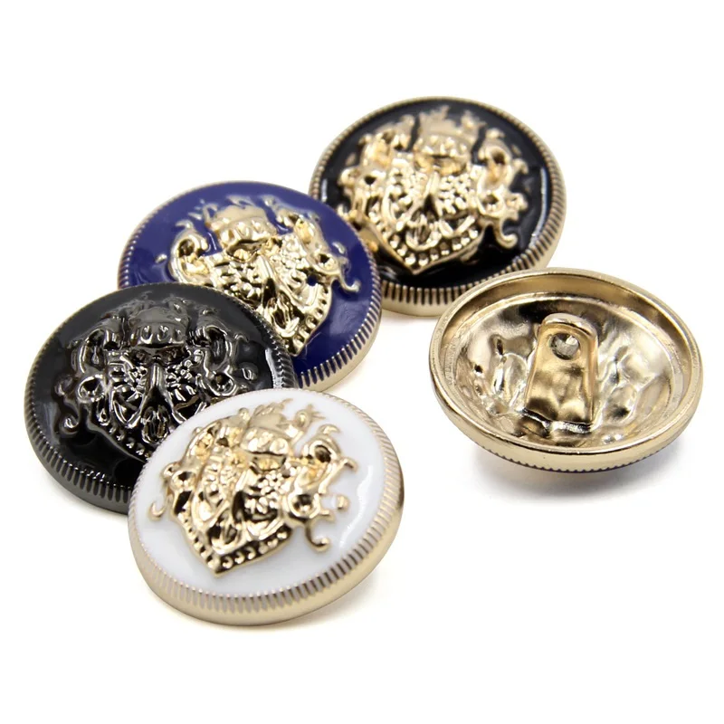 6PCS Gold Double Lion Buttons Men\'s Clothes British Style Metal Windy Sweater Shirt Women\'s Suit Jacket Buttons Buckles