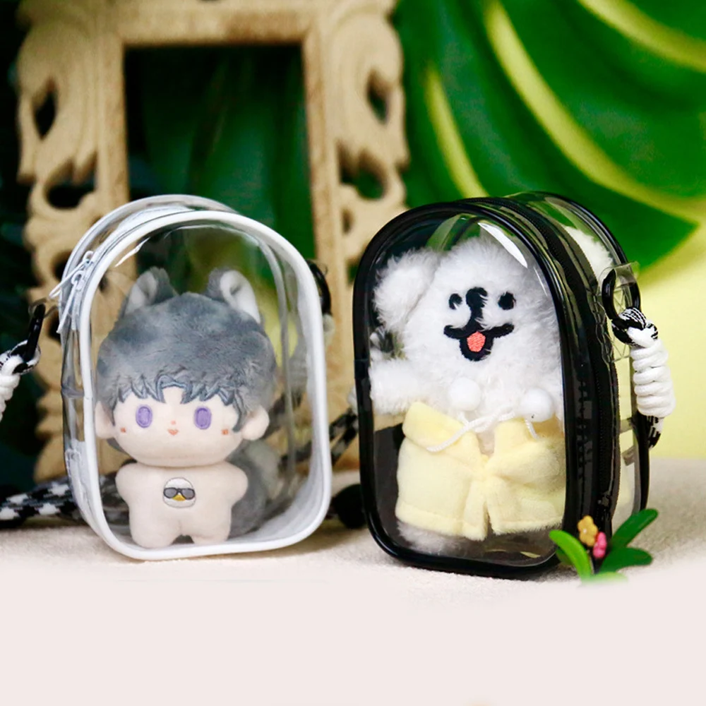 

Transparent PVC Plush Dolls Storage Pouch Double Zippers Design Mystery Box Thicken Dustproof Storage Bag Keychain Wallet