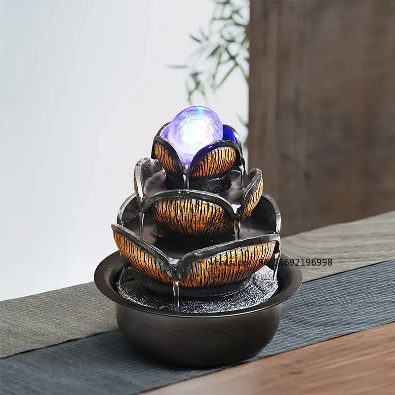 Flowing Water Ornament Small Fountain Living Room Lucky Feng Shui Wheel Desktop Water Circulation Home Decoration Office Crafts - view 3