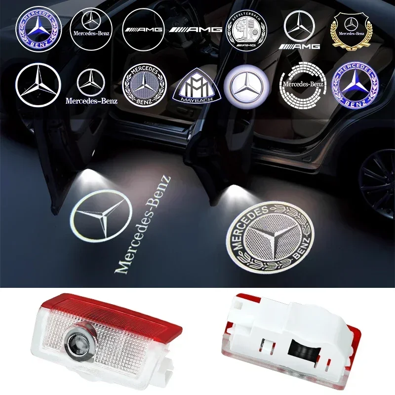 2PCS Luzes Projetoras a Laser HD para Porta de Carro, Lâmpada de Boas-Vindas para Mercedes Benz AMG A C E GLC GLA GLE W205 W212 W213 X253 X156 W166