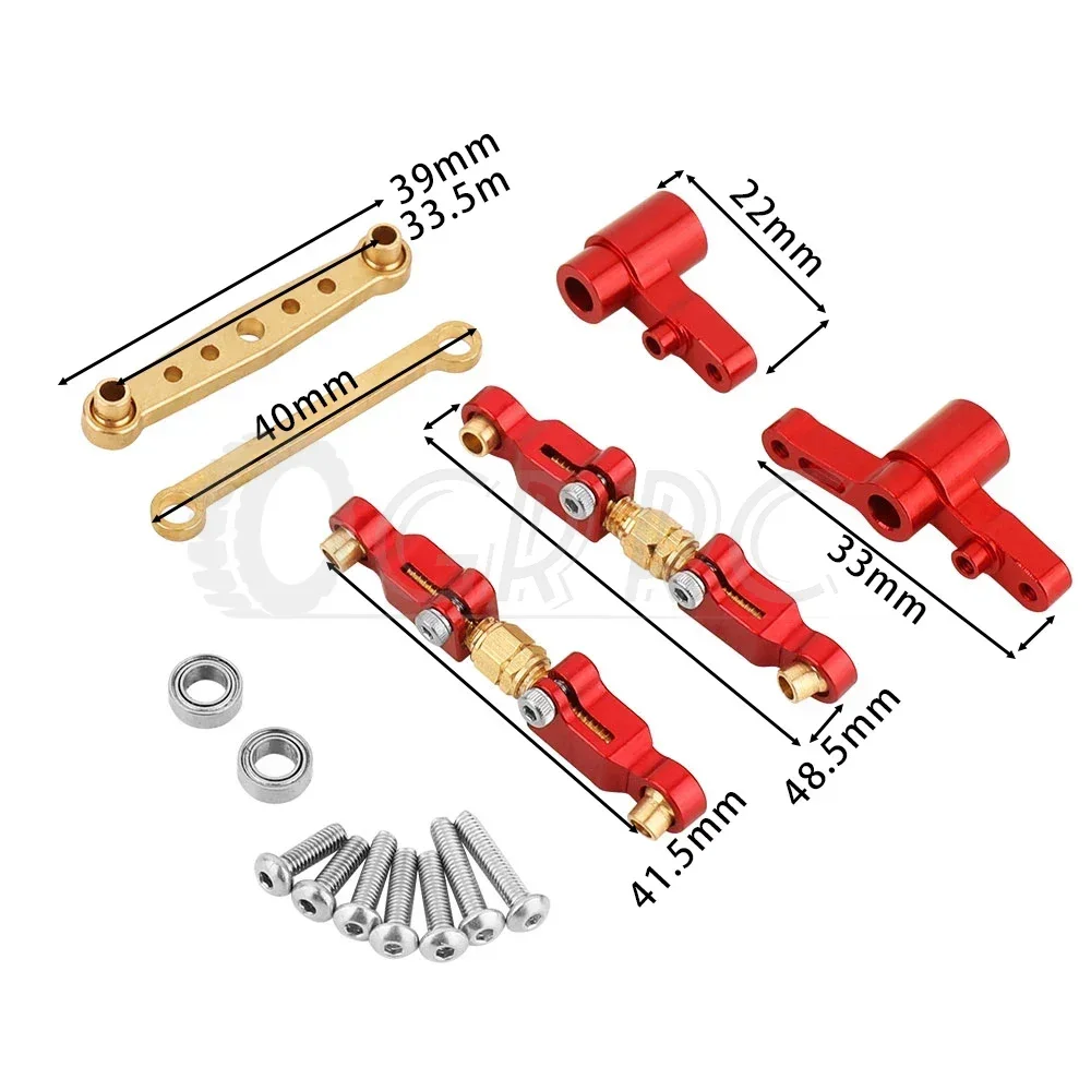 Lenkungsbausatz aus Aluminiumlegierung + Messing mit Lagern, Stangenverbindungsservo für 1/14 MJX 14209 14210 RC-Auto, Metall-Upgrade-Teile