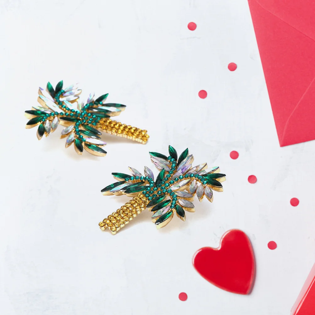 

1 Pair Rhinestone Coconut Tree Earrings Alloy Fashionable Ear Studs For Women Daily Party Holiday Gift For Girlfriends Wives