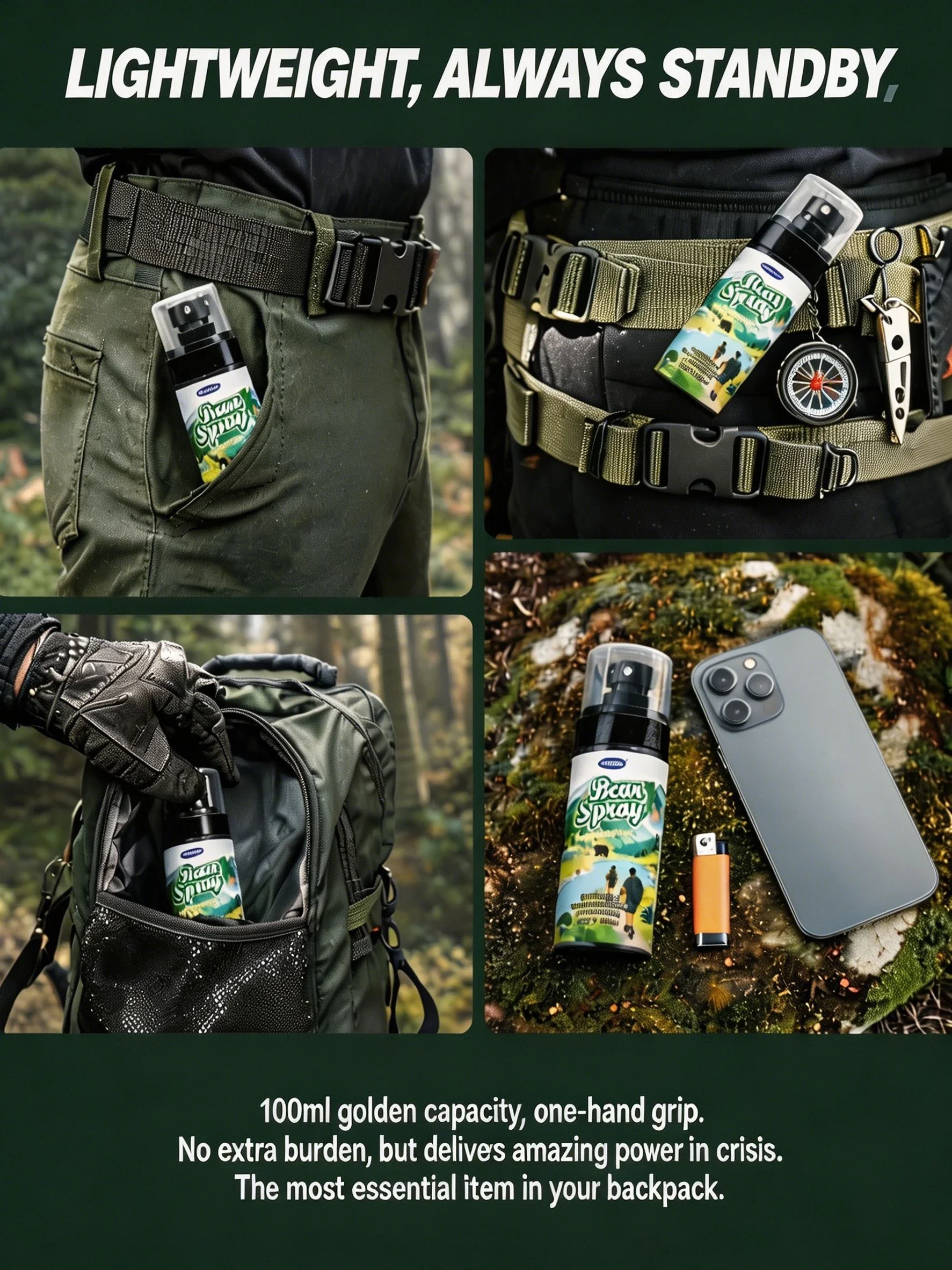 2026 Neues Bären- und Hundeabwehrmittel Pfefferöl Nicht-tödlich 100ml Wildtier-Repellentspray mit Sicherheitsverschluss Camping Wandern Waldtier-Ausrüstung – Detail 3