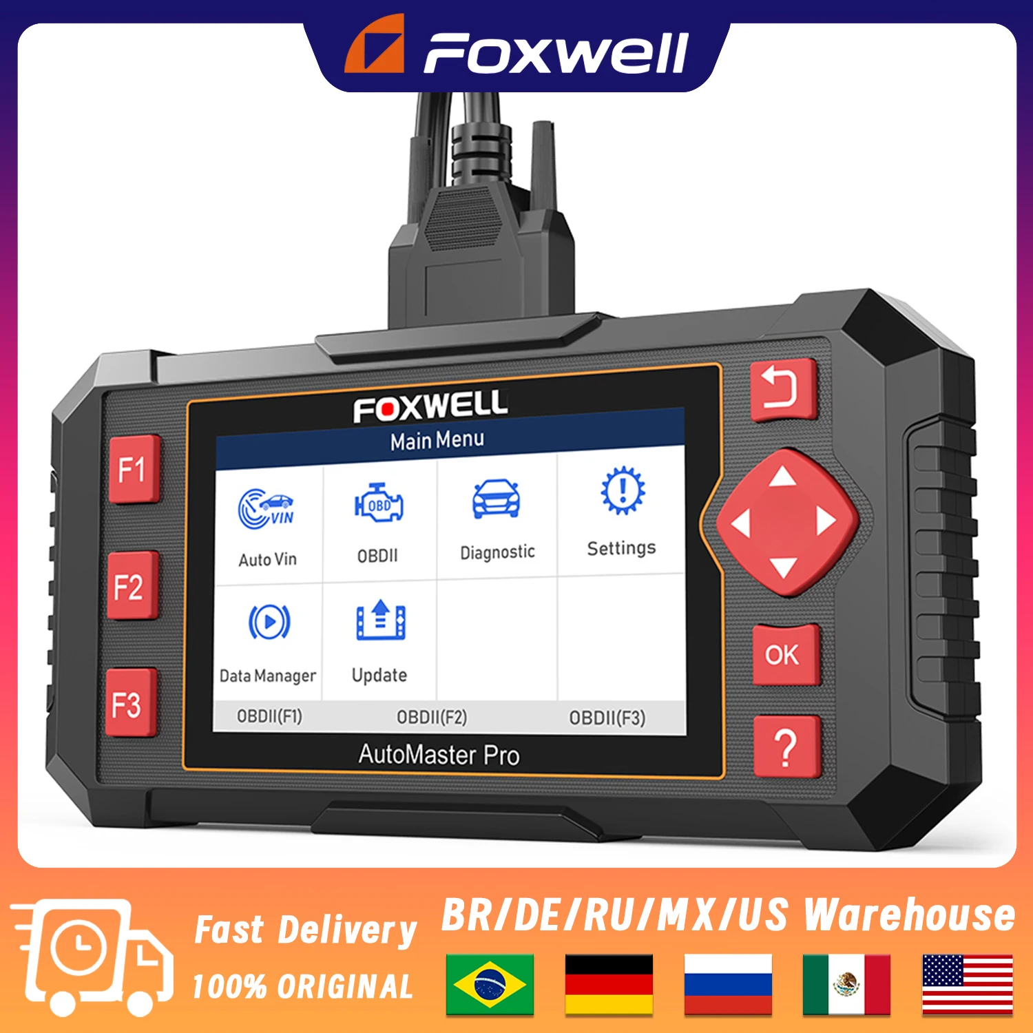 

FOXWELL NT604 Elite Car Diagnostic Scan Tool OBD2 Scanner ABS SRS Transmission Check Engine Code Reader OBD 2 Auto Car Scanner