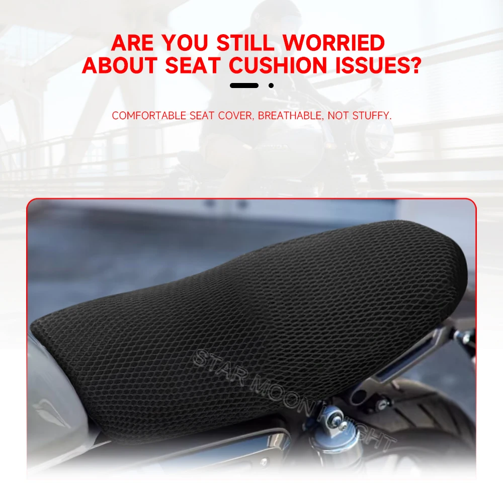 Motocicleta Anti-Slip 3D Mesh Fabric Seat Cover, Almofada impermeável respirável, Honda GB350 S GB350S GB 350