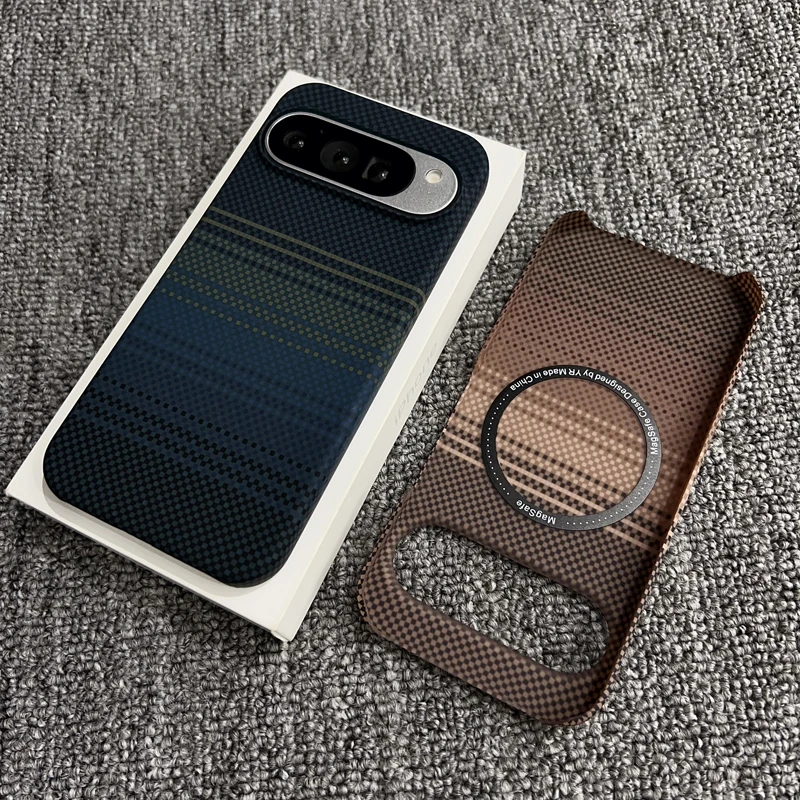 Google Pixel 10 9 Pro Magnetic Phone Case Kevlar Pattern Half Pack Carbon Fiber Pattern Matte Heat Dissipation Protective Cover