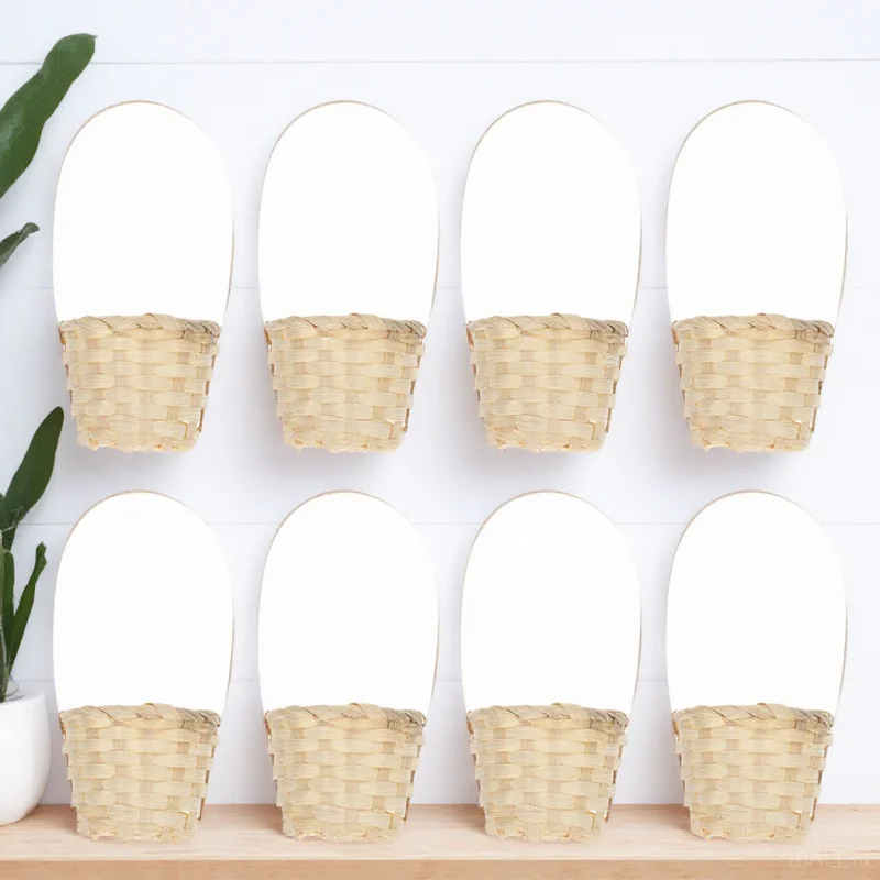 

8pcs Woven Storage Baskets Decorative Flower Bins For Home Picnic Practical Sturdy Handheld Baskets Farmhouse Style