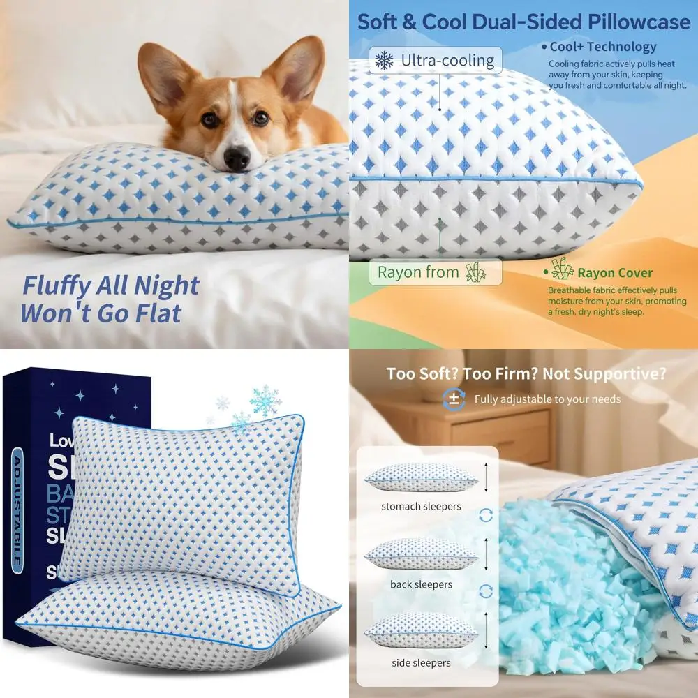 

King Size Memory Foam Pillows Set - 2 Cooling & Adjustable Loft Pillows for Comfortable Sleep