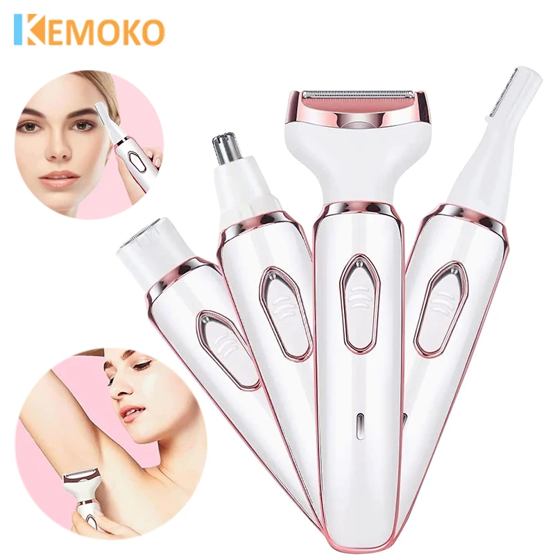 4 In 1 Electric Razor Shaver Lady Shaver Body Hair Removal Epilator Painless Cordless Trimmer Razor Skin Care Gifts For Women