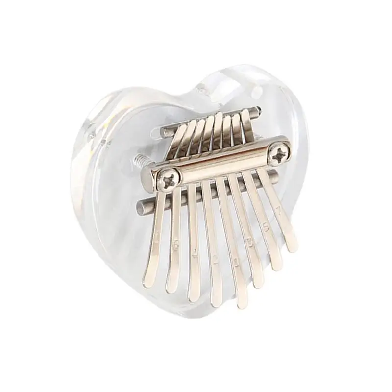 Mini Kalimba Heart Shaped Finger Thumb Piano 8 Key Marimba Musical Good Accessory Piano Gift For Beginners Music Lovers