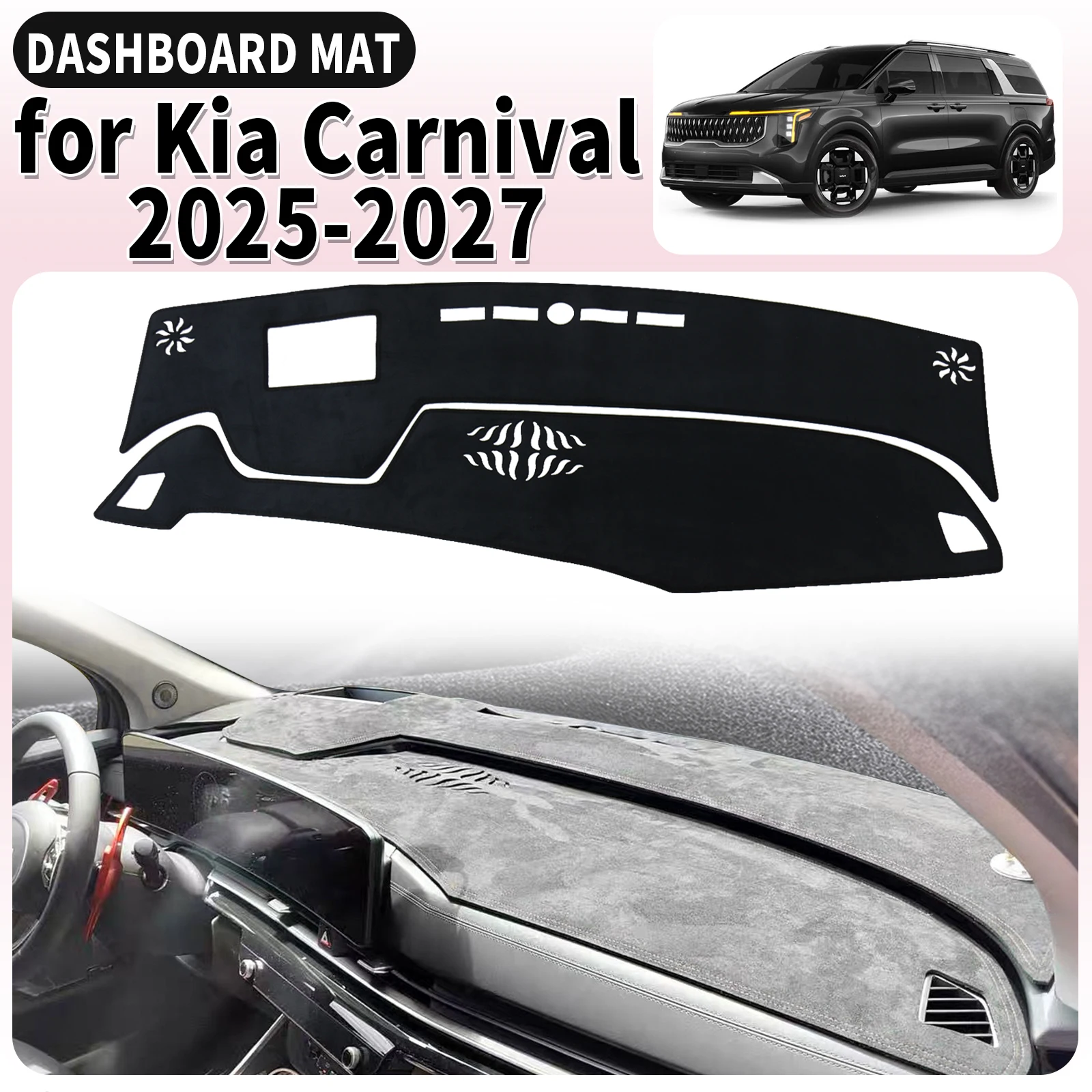 

fit for Kia Carnival 2025 2026 2027 Car Dashboard Cover Mat Sunshade Anti‑UV Anti‑Glare Dash Interior Accessories Leather