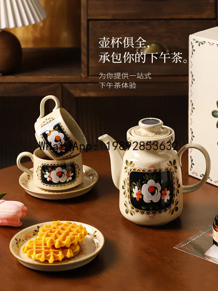 Vintage french tea set - teapot, cups, and coffee mugs - exquisite and practical gift - housewarming gift box