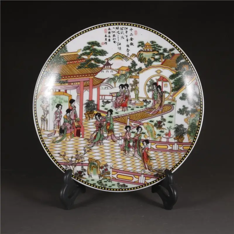 

Цзиндэчжэнь, старые заводские товары, пастельная двенадцать, Золотая пластина-шпилька, антикварные старые товары, антикварная старая пластина, винтажное имитация орнамента