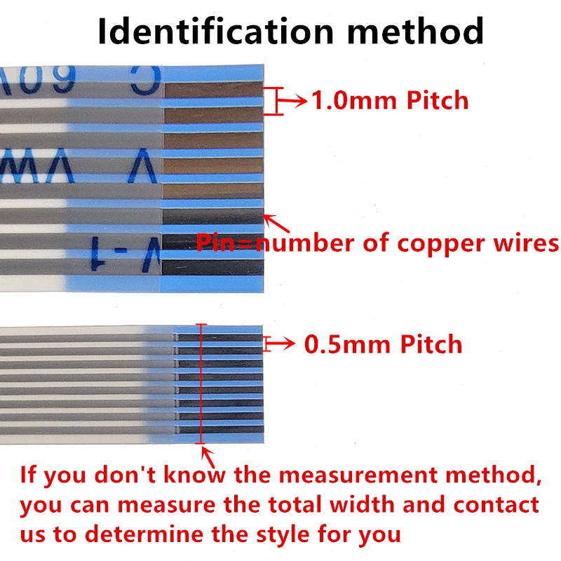 FPC FFC Ribbon Flexible Flat Cable 22P/24P/26P/28P/30P/32/34/36/40Pin Pitch 0.5MM 1.0MM A-Type Wire Length 6/10/15/20/25/30/40CM