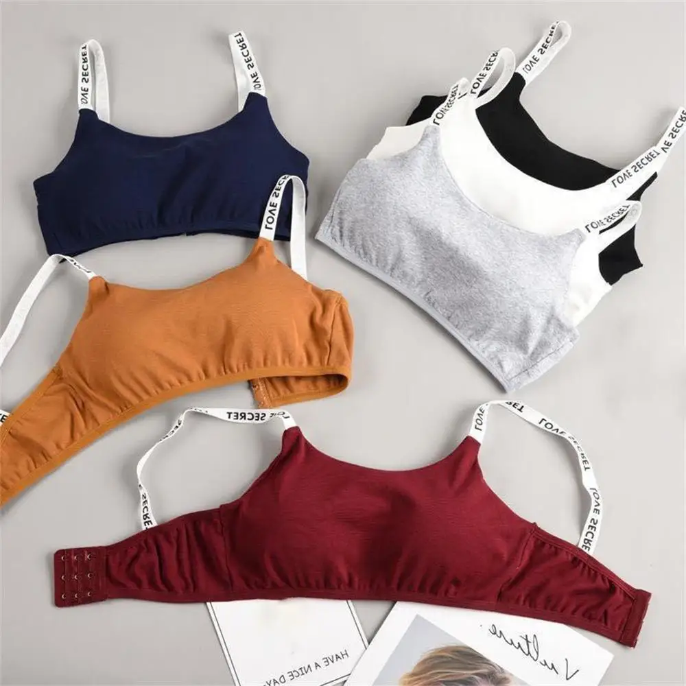 

Underwear Female High School Girl Chest 3-row Korean Version Of The Letter Sling Tube Top Cotton Seamless Thin Breathable Bra