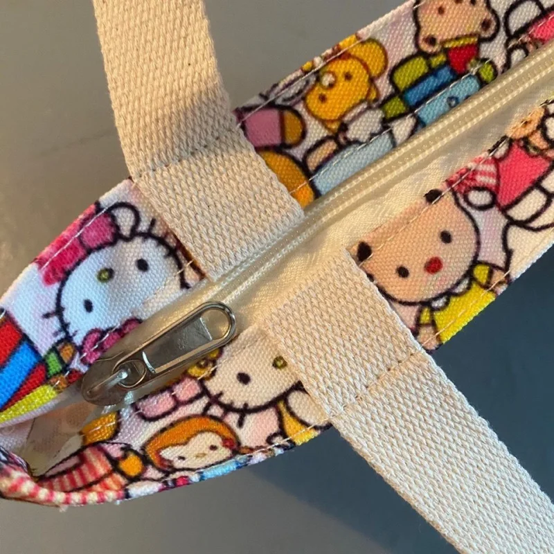 Sanrio Canvas Bag Cartoon Kate Cat Przenośna torba na ramię Japońska lekka i duża pojemność Torba na zakupy Torba podróżna Prezent Zabawka