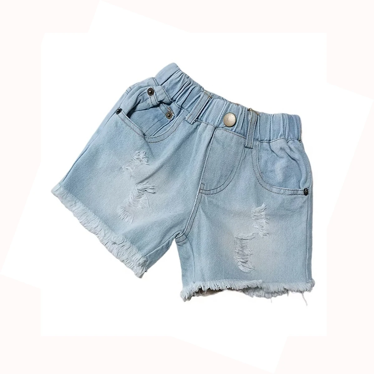 

Kids denim shorts 2 to 8 years Ripped jeans for girls clothes 6Y washed summer new pants
