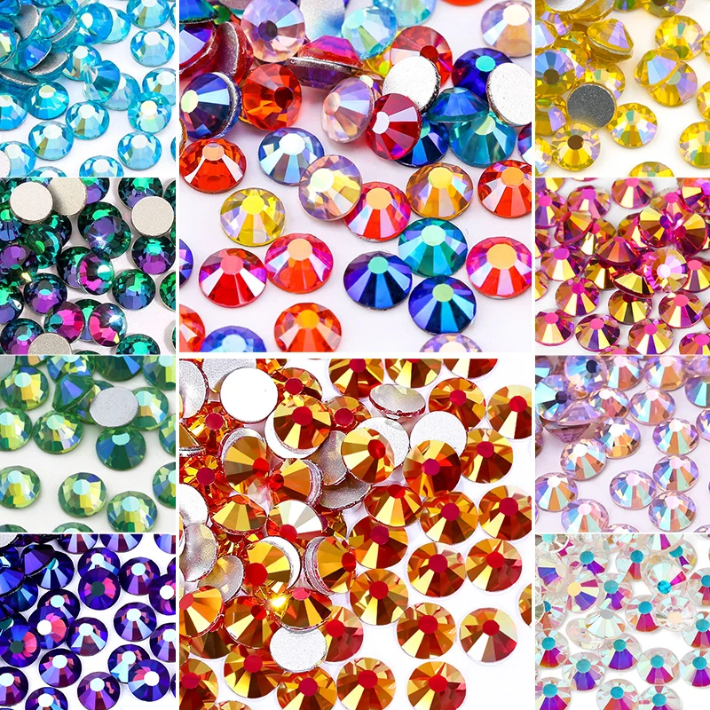 QIAO Glitter Crystal Strass SS6-SS30 3D DIY Non HotFix FlatBack Rhinestones for crafts Nail Art Stones Decorations Accessories