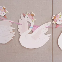 1pc Creative Swan Banner Birthday Party Decorations for Girl Wedding Party Baby Shower Decoration Cartoon Swan Banner