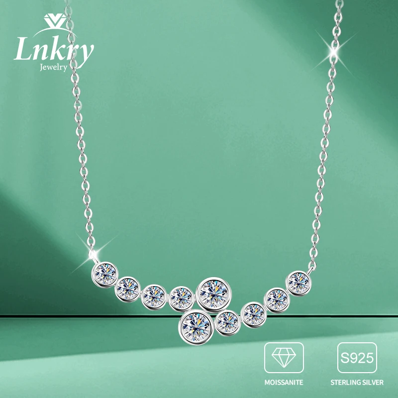 

Lnkry Bijoux Argent 925 Sterling Silver Necklaces Certified 4mm&3mm Irregular Bubble Moissanite Necklace For Women Jewelry