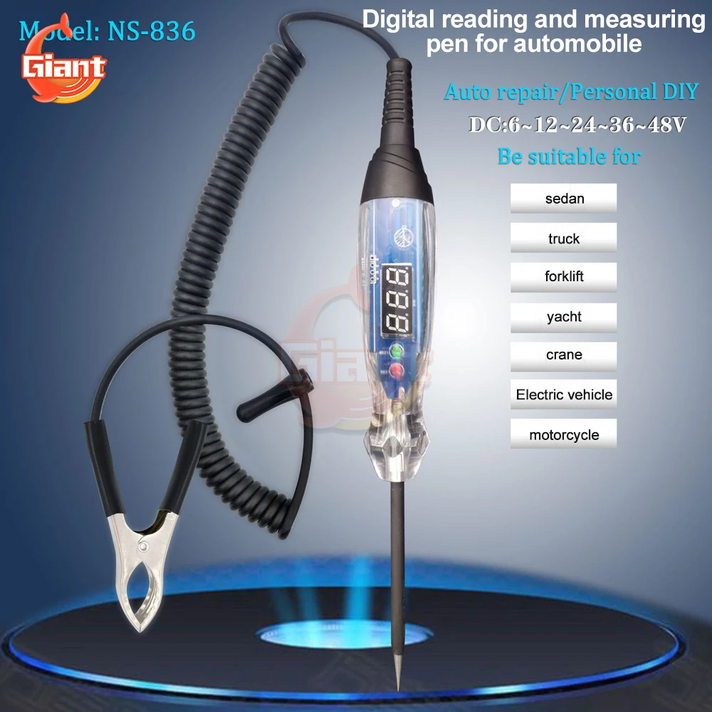 NS836 DC3-60V Digital Voltage Tester LED Lamp Electric Circuit Line Test Pen Portable Automotive Fault Diagnostic Repair Tools