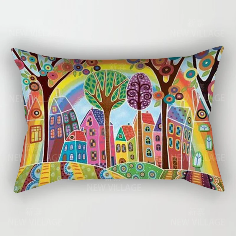 Funda de cojín con pintura al óleo para decoración del hogar, cubierta de almohada de 30x50, 30x50, 40x60, 50x70