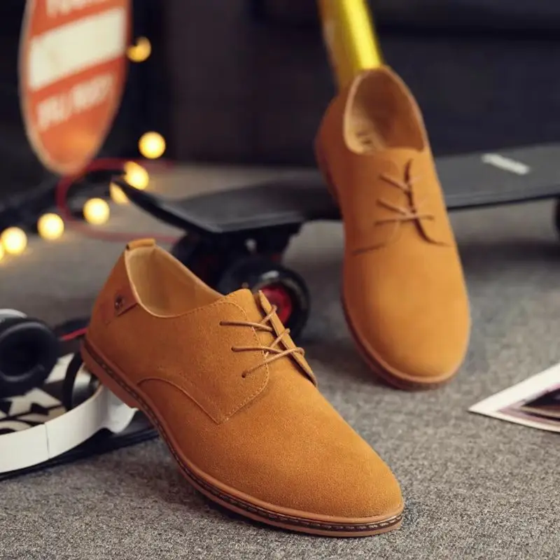 

Мужские туфли из нубука, прямые продажи с фабрики, повседневные, на шнуровке, в британском стиле, для офиса, кроссовки