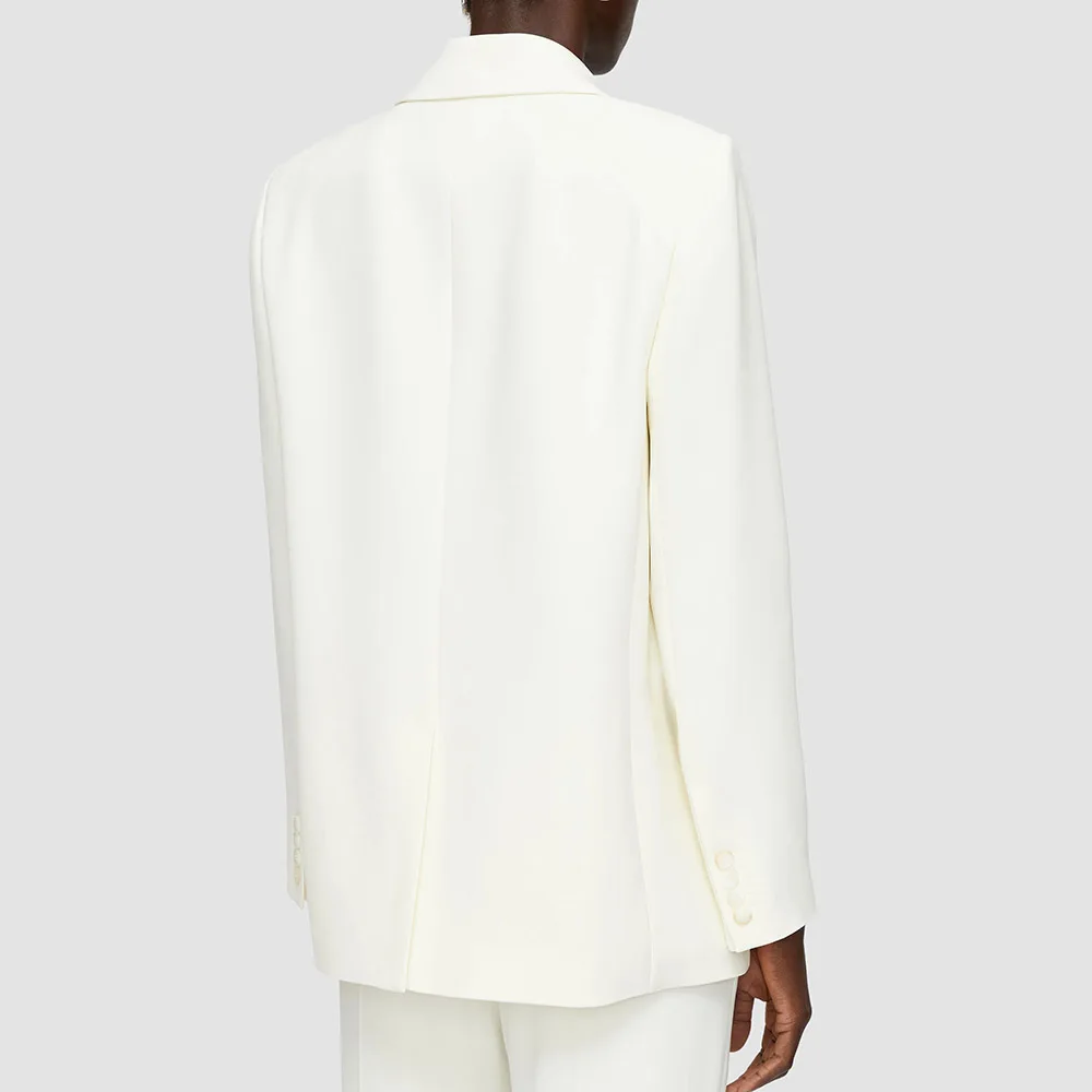 الكلاسيكية الأبيض المرأة قطعتين دعوى مجموعة مزدوجة الصدر الذروة التلبيب سترة السراويل مجموعات مكتب الأعمال الزفاف الملابس النسائية