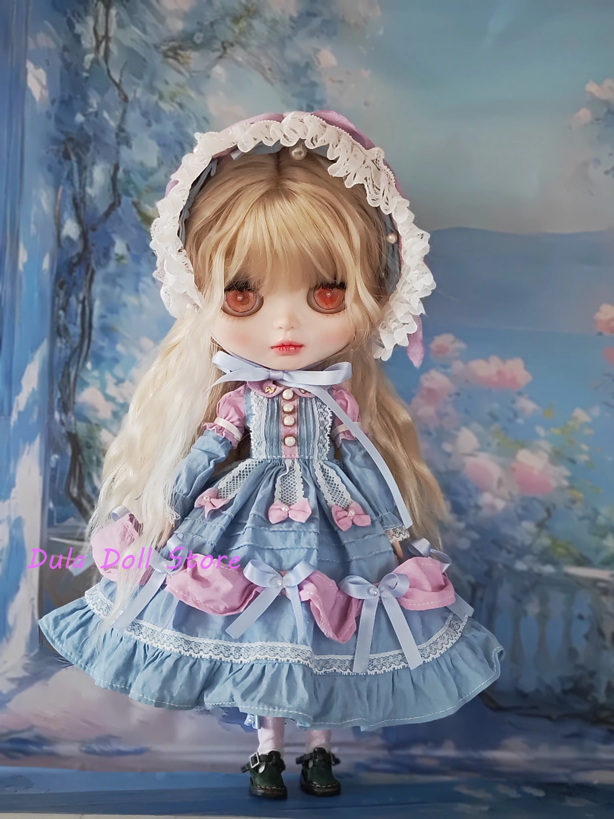 Dula Doll Clothes Dress Pink and Blue contrasting suit skirt Blythe ob24 ob22 Azone Licca ICY JerryB 1/6 Bjd Doll Accessories