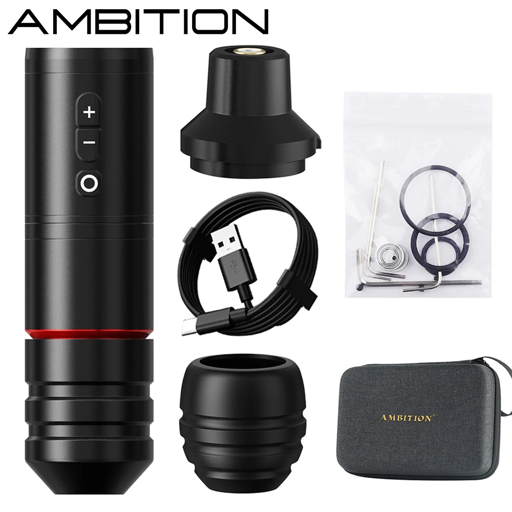 

Ambition Ninja Pro Stroke 4,0 мм Беспроводная тату-машинка Роторная ручка Сильный бессердечный двигатель Емкость батареи 2400 мАч для татуировки