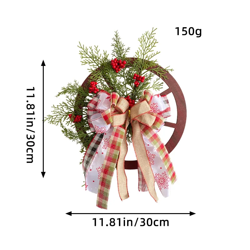 Christmas Decorative Door Hanging Wooden Wheel Wheel wreath Christmas Pine Nut wreath